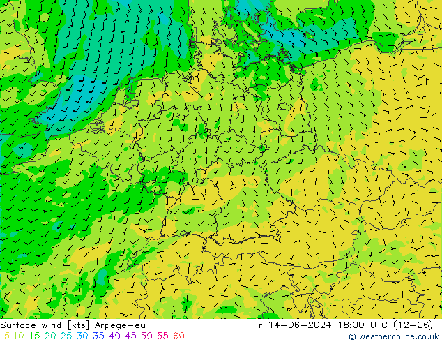 Surface wind Arpege-eu Fr 14.06.2024 18 UTC