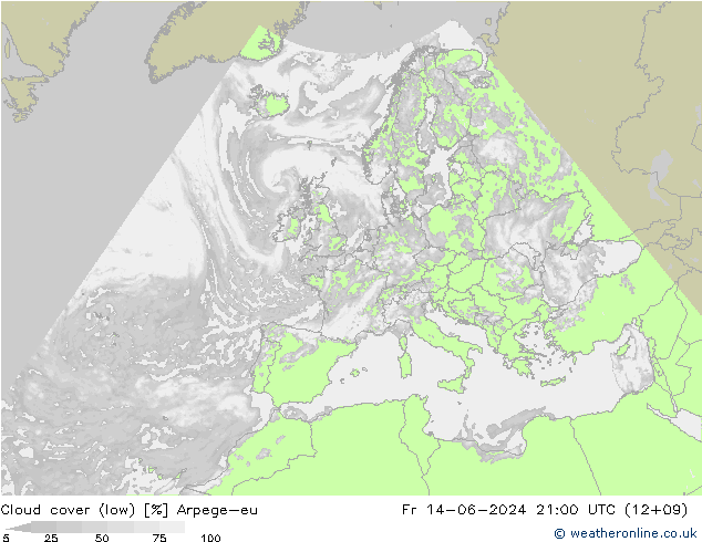 Nuages (bas) Arpege-eu ven 14.06.2024 21 UTC