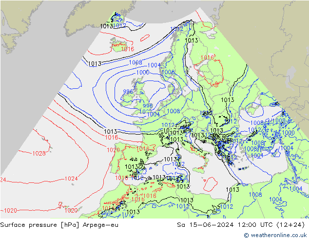 Bodendruck Arpege-eu Sa 15.06.2024 12 UTC