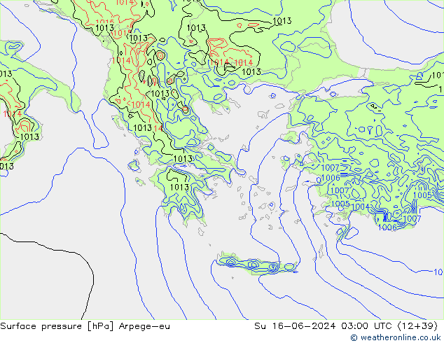 pressão do solo Arpege-eu Dom 16.06.2024 03 UTC