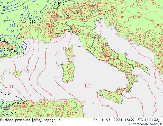 Presión superficial Arpege-eu vie 14.06.2024 15 UTC