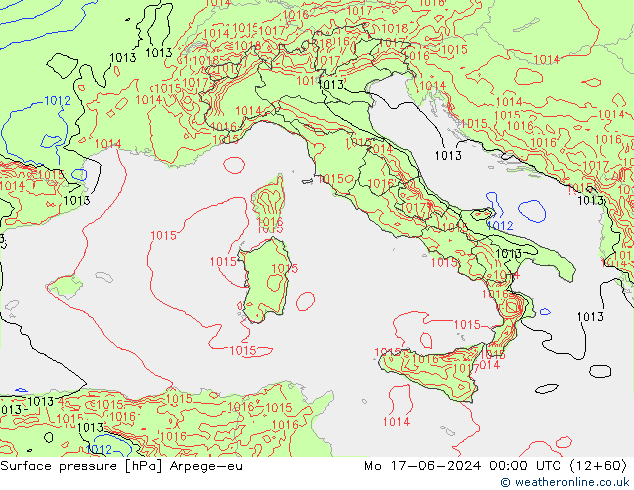 приземное давление Arpege-eu пн 17.06.2024 00 UTC