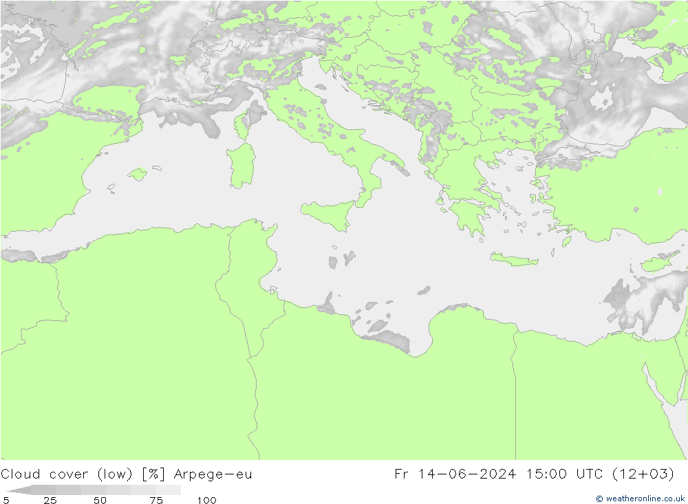Nubi basse Arpege-eu ven 14.06.2024 15 UTC