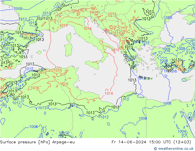 pression de l'air Arpege-eu ven 14.06.2024 15 UTC