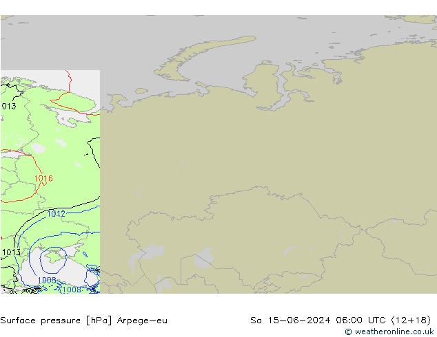 Surface pressure Arpege-eu Sa 15.06.2024 06 UTC