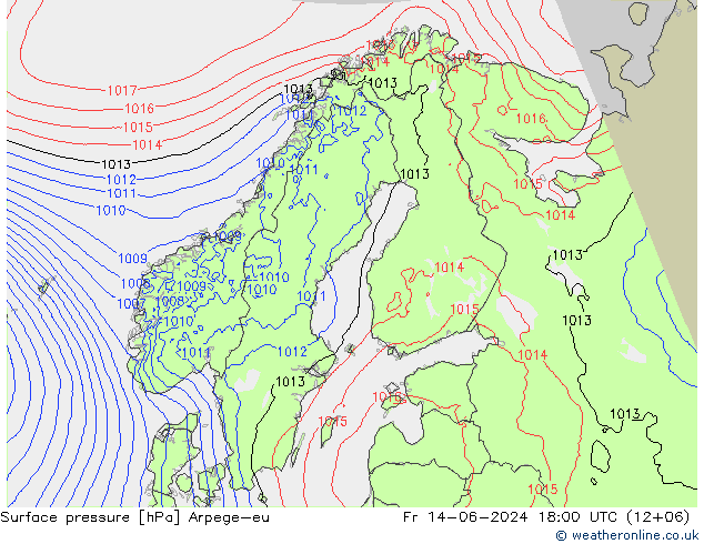 Bodendruck Arpege-eu Fr 14.06.2024 18 UTC