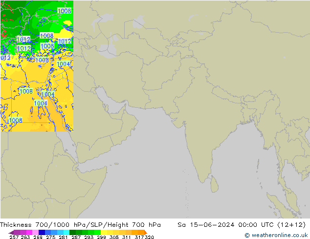 700-1000 hPa Kalınlığı Arpege-eu Cts 15.06.2024 00 UTC