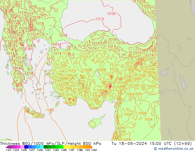 Dikte 850-1000 hPa Arpege-eu di 18.06.2024 15 UTC