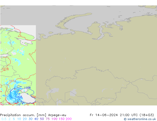 Precipitation accum. Arpege-eu Fr 14.06.2024 21 UTC