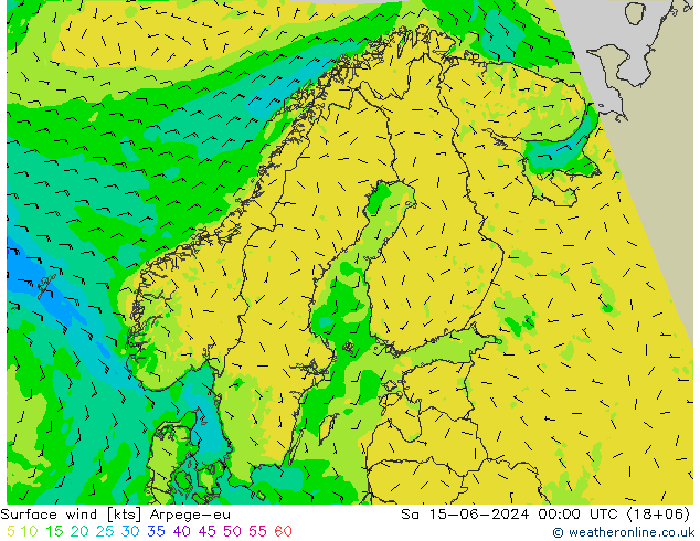 Rüzgar 10 m Arpege-eu Cts 15.06.2024 00 UTC