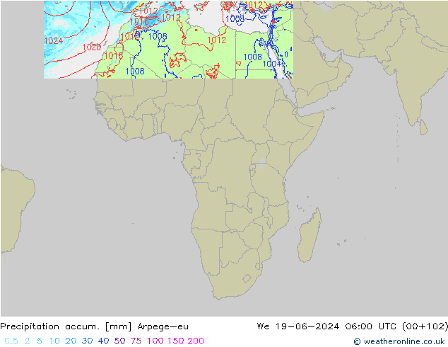Nied. akkumuliert Arpege-eu Mi 19.06.2024 06 UTC