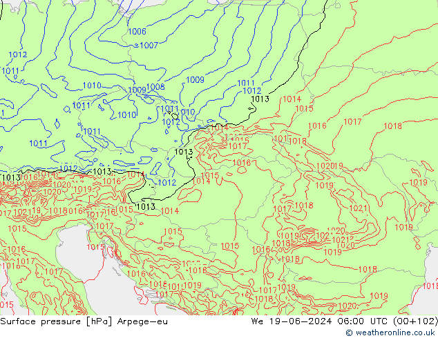 pression de l'air Arpege-eu mer 19.06.2024 06 UTC