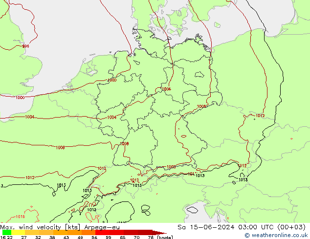 Windböen Arpege-eu Sa 15.06.2024 03 UTC
