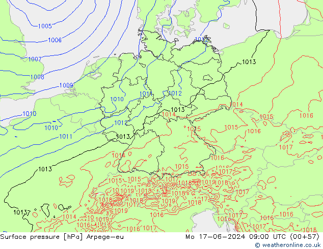 Bodendruck Arpege-eu Mo 17.06.2024 09 UTC