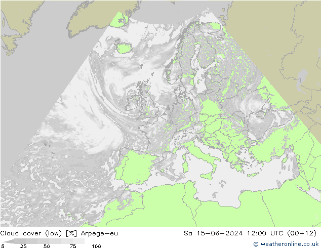 облака (низкий) Arpege-eu сб 15.06.2024 12 UTC
