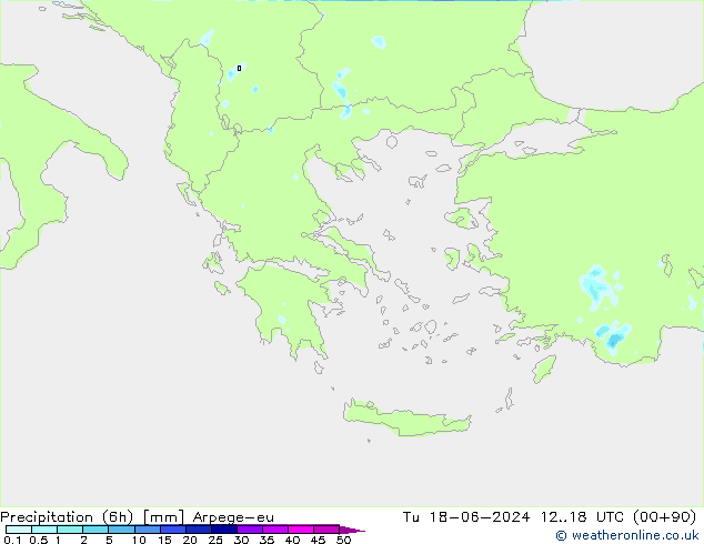 Precipitation (6h) Arpege-eu Tu 18.06.2024 18 UTC