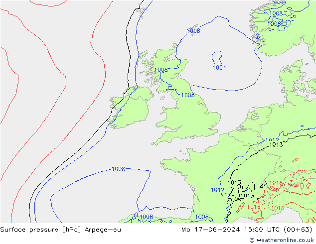 Presión superficial Arpege-eu lun 17.06.2024 15 UTC