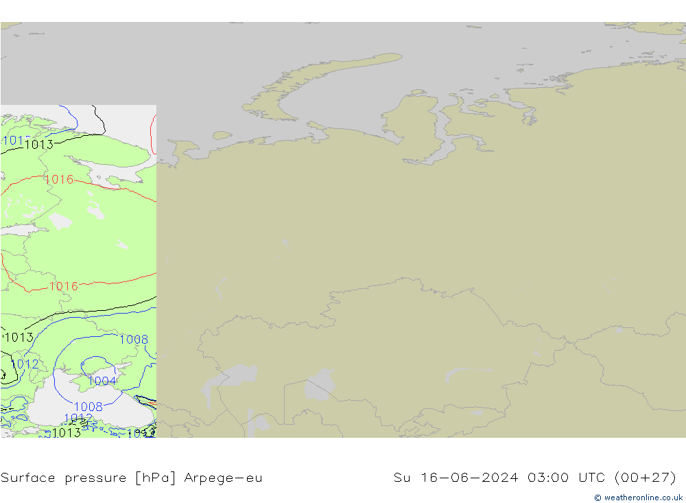 Surface pressure Arpege-eu Su 16.06.2024 03 UTC