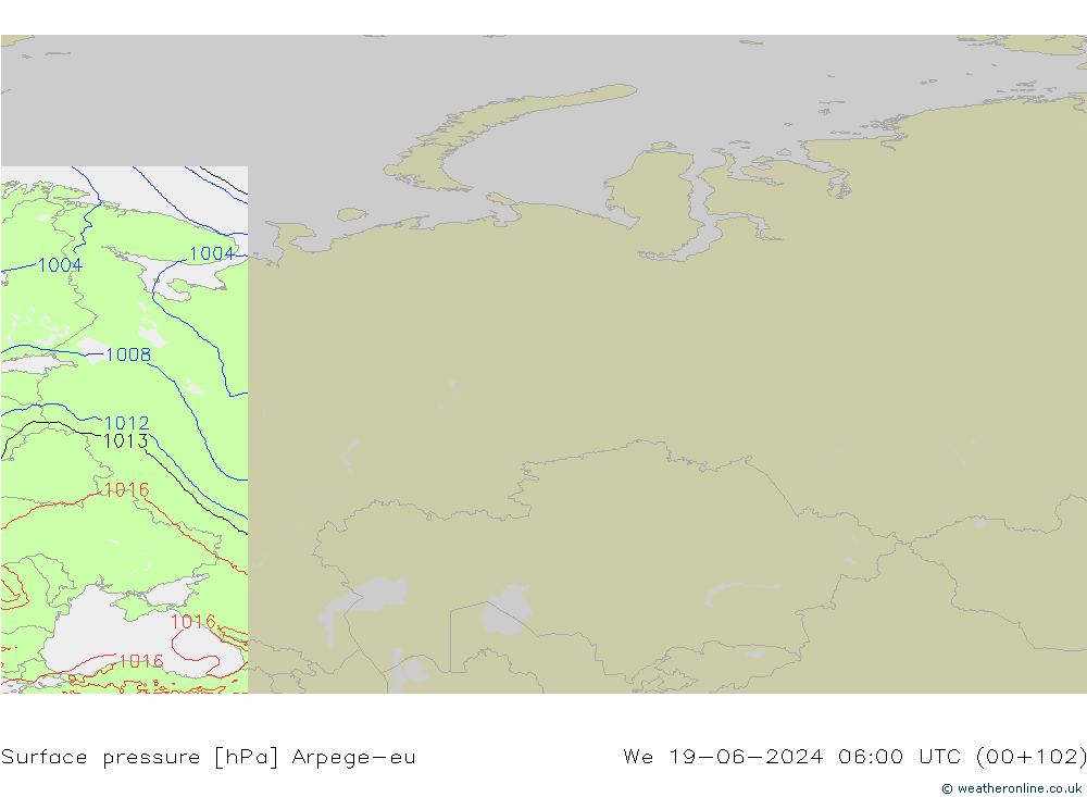 pression de l'air Arpege-eu mer 19.06.2024 06 UTC