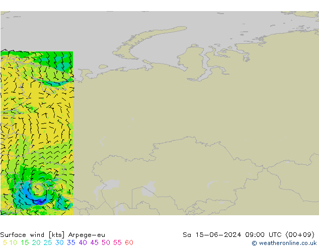 Rüzgar 10 m Arpege-eu Cts 15.06.2024 09 UTC