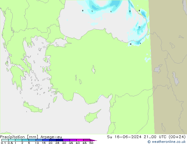 Srážky Arpege-eu Ne 16.06.2024 00 UTC