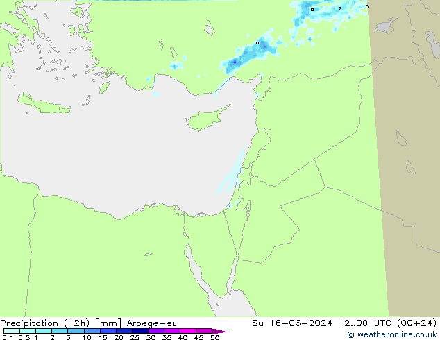 Precipitação (12h) Arpege-eu Dom 16.06.2024 00 UTC