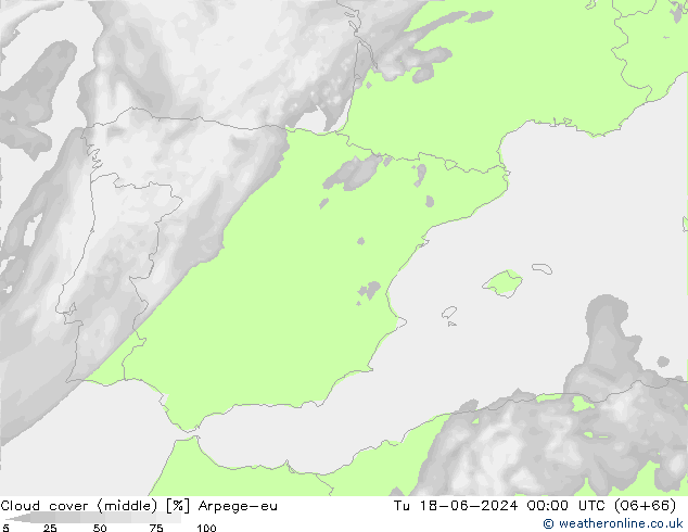 Bulutlar (orta) Arpege-eu Sa 18.06.2024 00 UTC