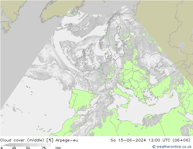 Bewolking (Middelb.) Arpege-eu za 15.06.2024 12 UTC
