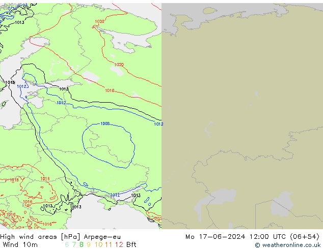 High wind areas Arpege-eu lun 17.06.2024 12 UTC