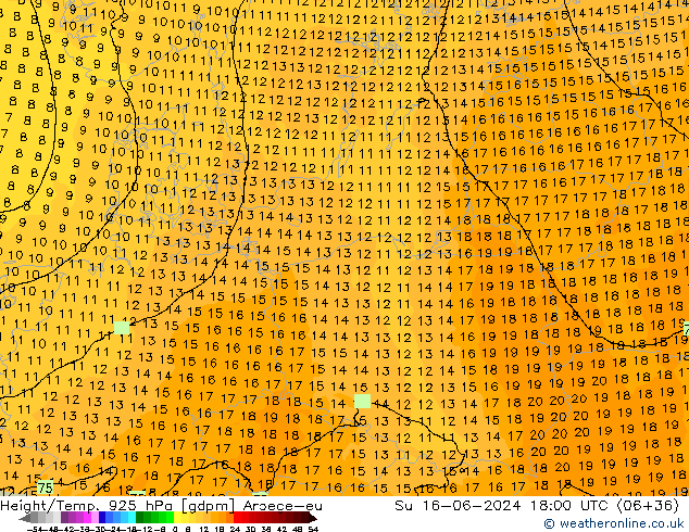 Height/Temp. 925 hPa Arpege-eu  16.06.2024 18 UTC