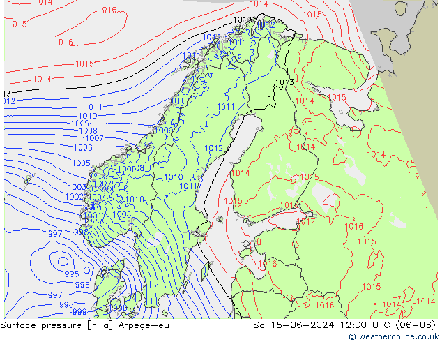 Bodendruck Arpege-eu Sa 15.06.2024 12 UTC