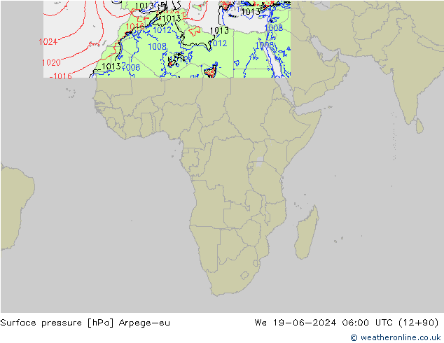 Yer basıncı Arpege-eu Çar 19.06.2024 06 UTC