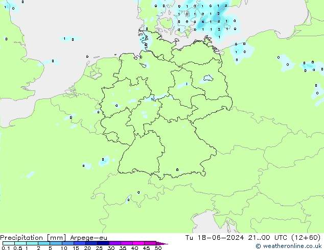 Precipitation Arpege-eu Tu 18.06.2024 00 UTC