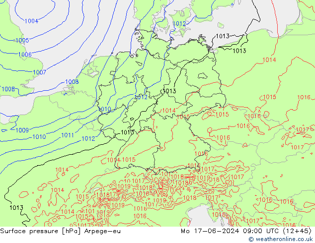 Luchtdruk (Grond) Arpege-eu ma 17.06.2024 09 UTC