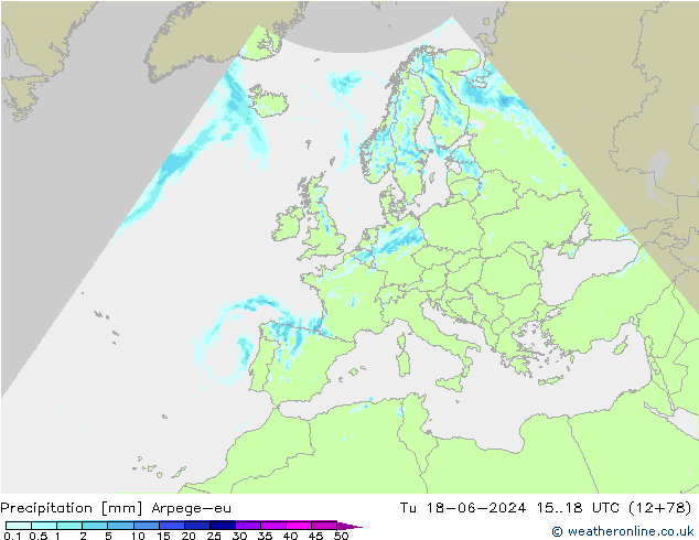 Precipitation Arpege-eu Tu 18.06.2024 18 UTC