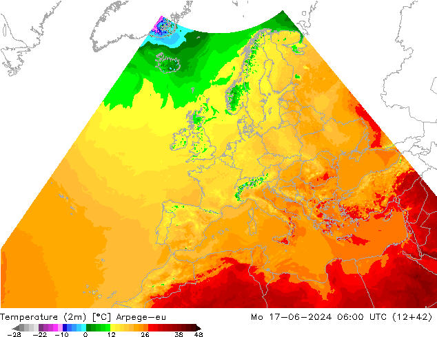 Temperature (2m) Arpege-eu Po 17.06.2024 06 UTC