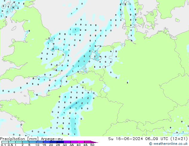 Precipitation Arpege-eu Su 16.06.2024 09 UTC