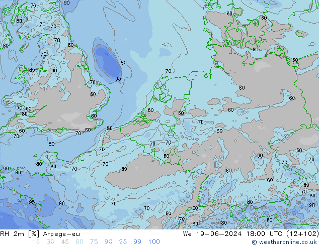 RH 2m Arpege-eu St 19.06.2024 18 UTC