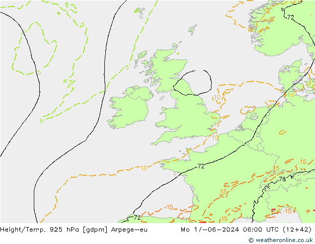 Height/Temp. 925 hPa Arpege-eu  17.06.2024 06 UTC