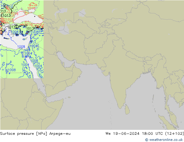 Pressione al suolo Arpege-eu mer 19.06.2024 18 UTC