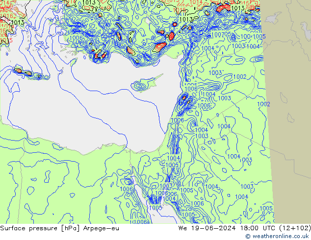 Surface pressure Arpege-eu We 19.06.2024 18 UTC