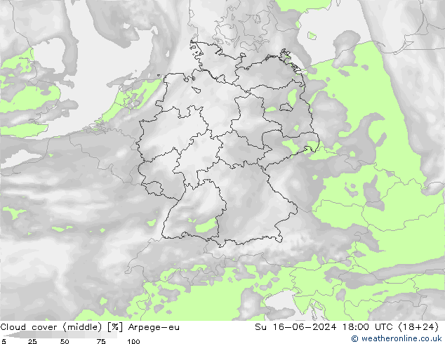 Wolken (mittel) Arpege-eu So 16.06.2024 18 UTC