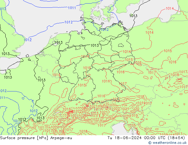 Presión superficial Arpege-eu mar 18.06.2024 00 UTC