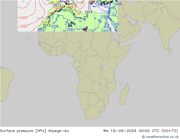 Surface pressure Arpege-eu We 19.06.2024 00 UTC