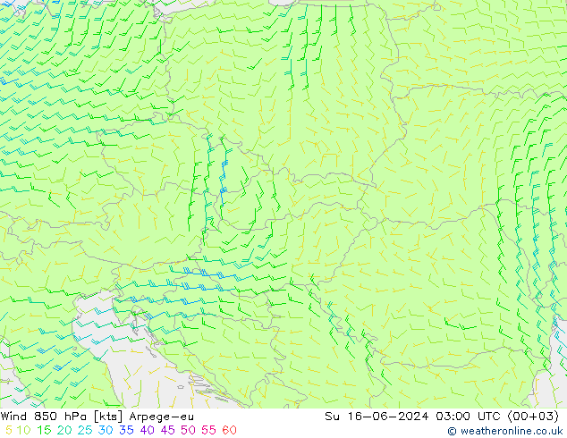 Wind 850 hPa Arpege-eu Ne 16.06.2024 03 UTC