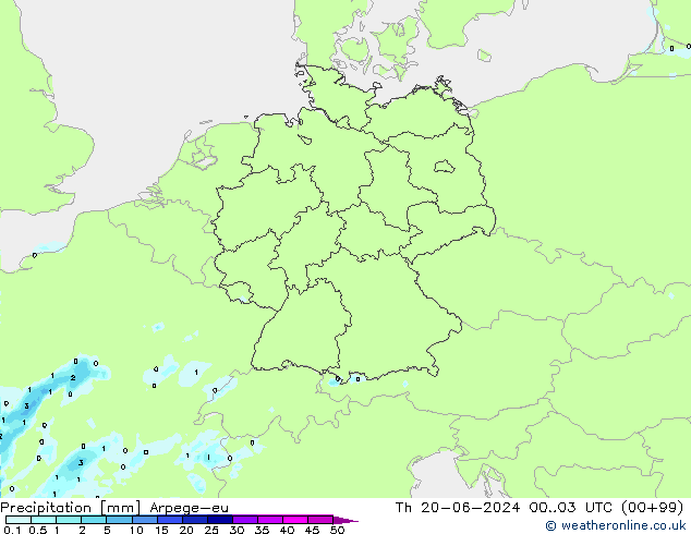 Precipitación Arpege-eu jue 20.06.2024 03 UTC