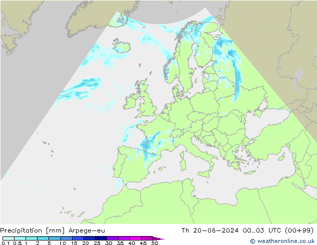Precipitación Arpege-eu jue 20.06.2024 03 UTC