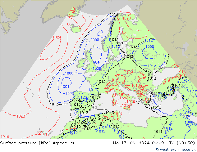ciśnienie Arpege-eu pon. 17.06.2024 06 UTC