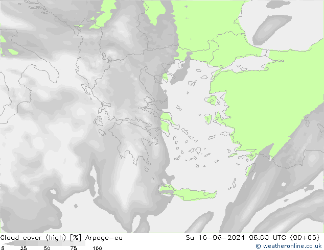 Nuages (élevé) Arpege-eu dim 16.06.2024 06 UTC