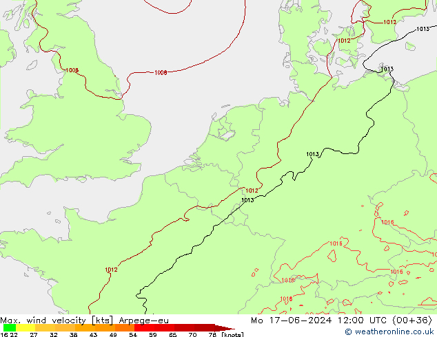 Windböen Arpege-eu Mo 17.06.2024 12 UTC